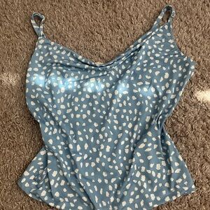 Blue and White Spotted Women's Top